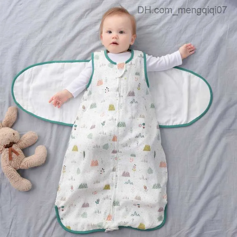 Pajamas Baby sleeping bag wearable blanket newborn swallow packaging bag high gloss bamboo cotton spring 1 Tog sleeping bag replaceable diaper 0-24M Z230811