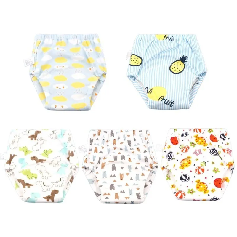 Cloth Diapers 5PC Baby Waterproof Reusable Training Pants Cotton Diaper Cute Infant Shorts Nappies Panties Nappy Changing Underwear 230810