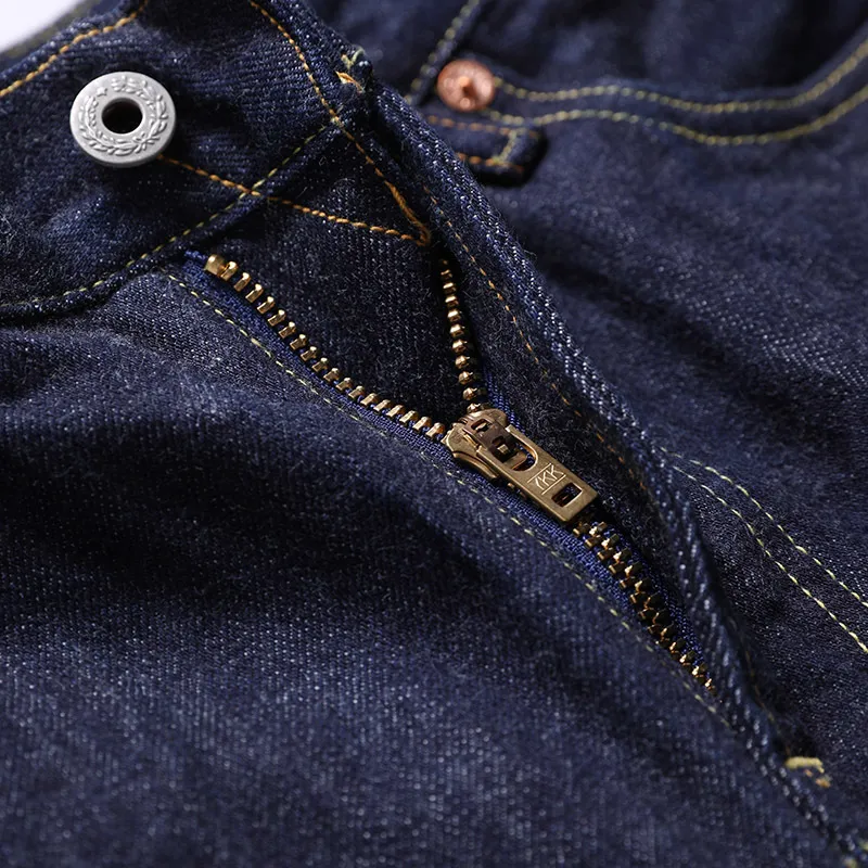 Mens Colored Denim Heavyweight Indigo Jeans With Zipper Fly