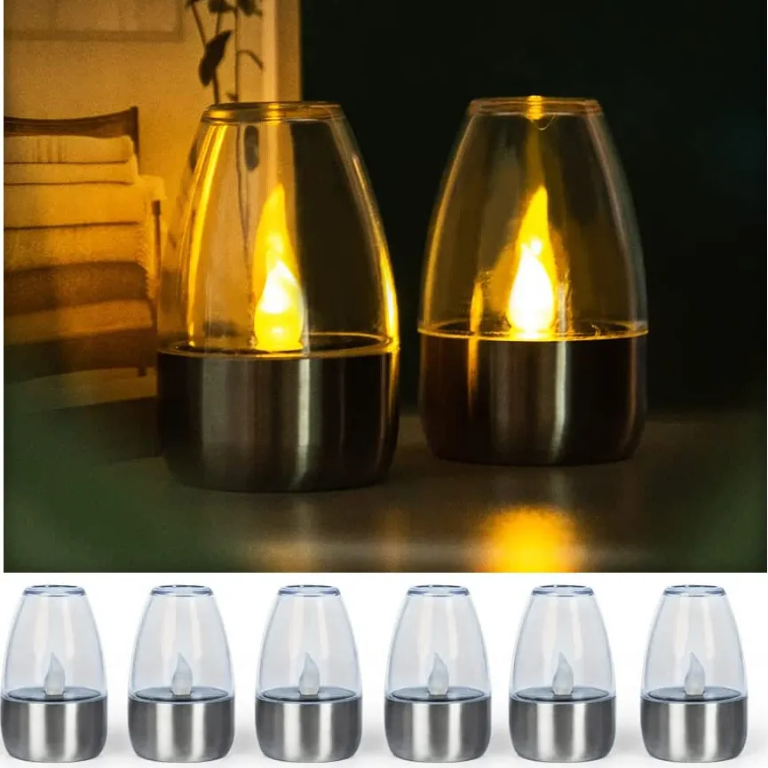 Candles Solar Candle Lights LED Tea Light Candles Outdoor Waterproof Garden Lawn Dinner Night for Christmas Halloween Valentine's Day 230809