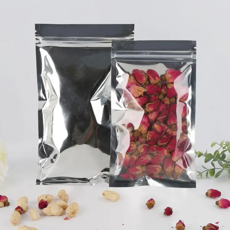 400 Clear Plastic Aluminum Foil Bag Resealable Zipper Packaging Bags Food Storage for Zip Poly Pouches Tea Candy Reseal Lock Mylar pouchs