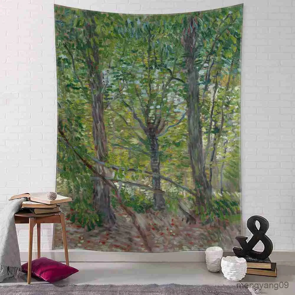 Tapestries Garden Path Tapestry Wall Hanging Van Gogh Oil Painting Abstract Mystic Tapiz Witchcraft Living Room Bedroom Decor R230810