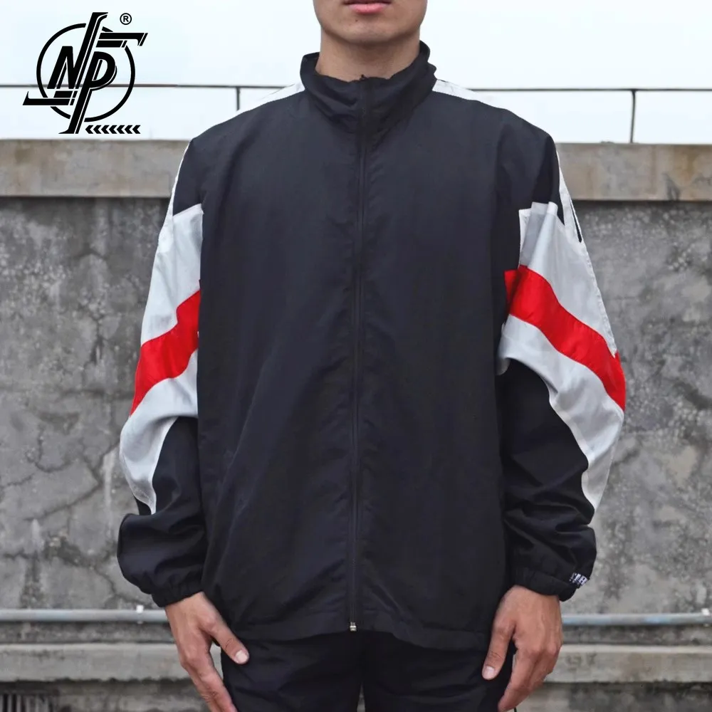Mens Jackets Hip Hop Vintage Patchwork Sports Jacket Men Women Oversized Y2k Zip Up Retro Windbreaker Streetwear Unisex Lightweight Coat 230809