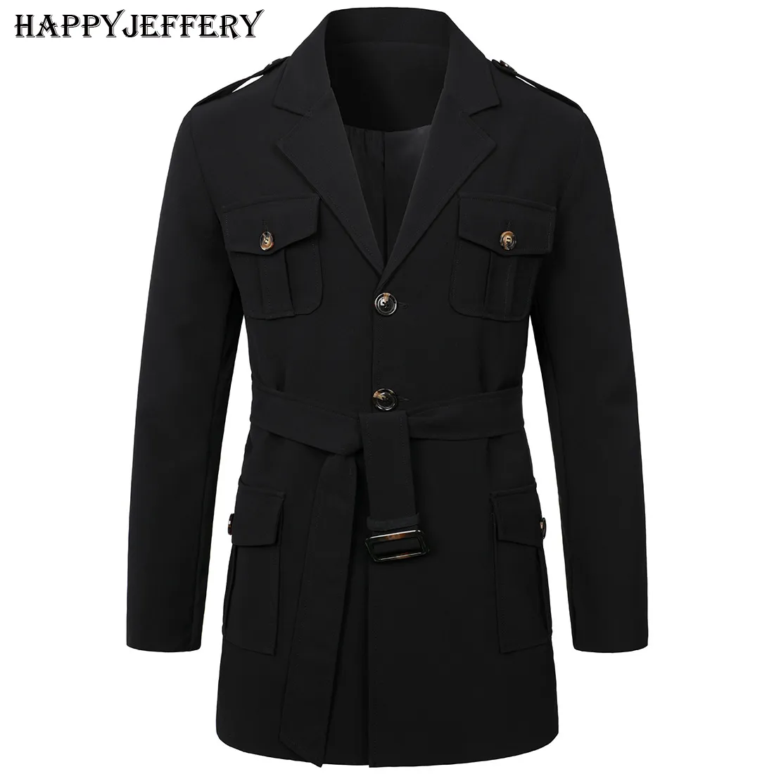 Mäns trenchrockar Mens Spring Autumn Windbreak Overcoat Långt med bälte för män Male Pea Coat Double Breasted Peacoat W05 230810