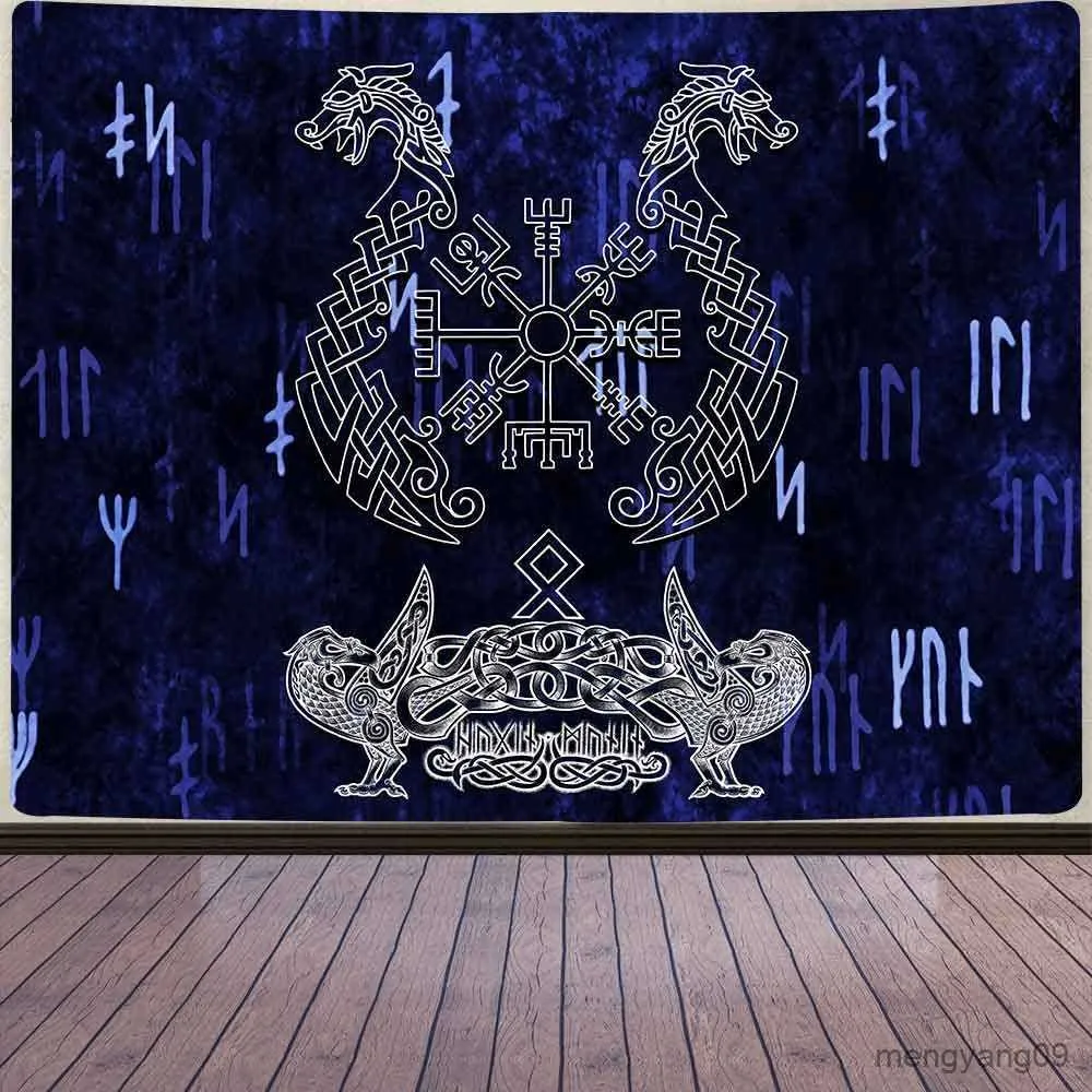 Tapestries Norse Mythology Vikings Tapestry Mysterious Ancient Runes Totem Tapestries Wall Hanging Art for Living Room Bedroom Home Decor R230810