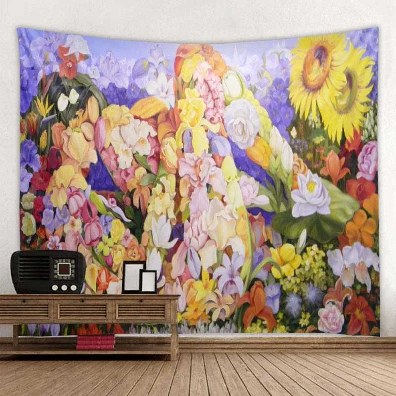 Tapisseries Tournesol Coucher de Soleil Paysage Tapisserie Fleurs Paysage Naturel Tapisserie Art Peinture Salon Chambre Décoration Murale Tapisseries