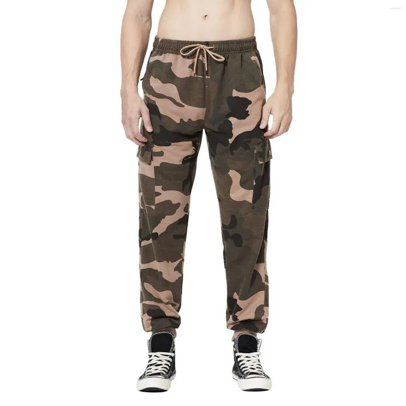 Spodnie męskie swobodne spodnie dla męskich męskich ładunków jogger wielokrotne kieszonkowe Kamuflowe nadruk długie ubrania spodni