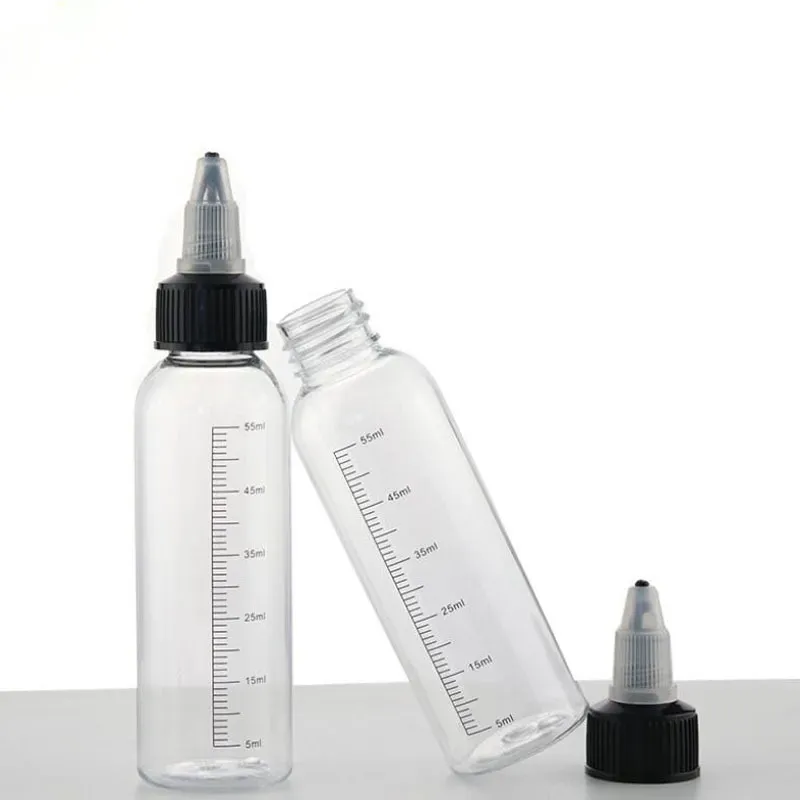 20pcs 30ml/60ml/100ml/120ml/250ml plastik plastik evcil hayvan E suyu sıvı kapasiteli damlalık şişeleri bükülme üst kapağı dövme pigment mürekkep kabı basit