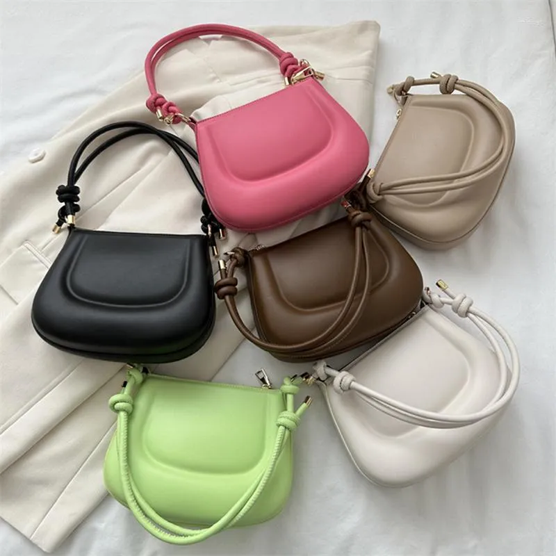 Shoulder Bags Vintage Saddle Crossbody Bag PU Leather Women's Small Handbag And Purse Ladies Travel Candy Color