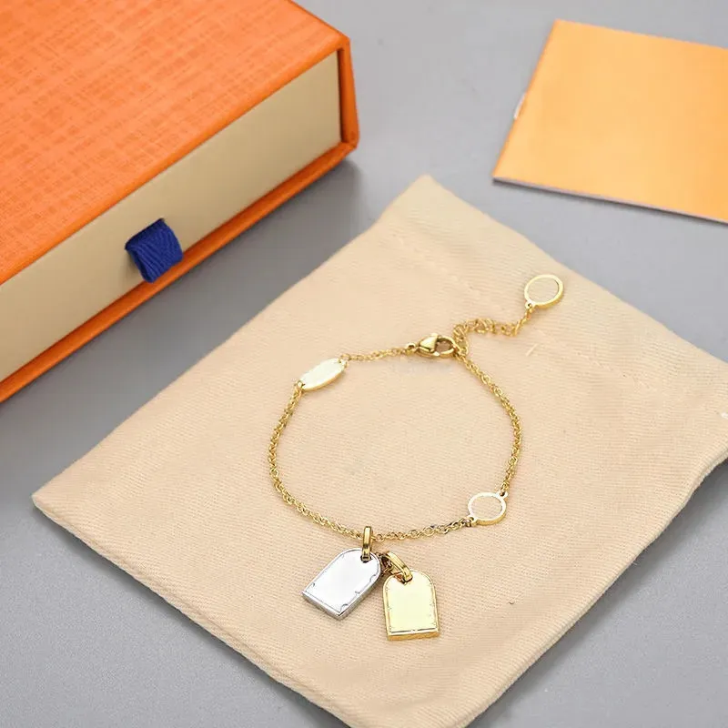 Luksusowy projektant łańcucha łańcucha bransoletki podwójna urok złota srebrne luksusowe naszyjniki damskie moda 18k złota bransoletki naszyjnik biżuteria