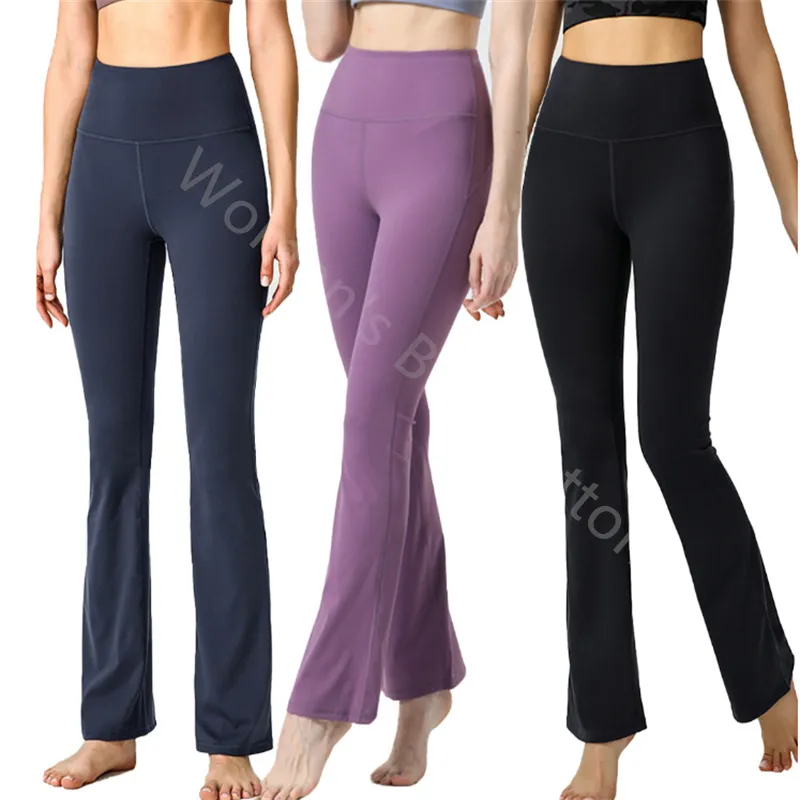 LL LEMONS Be-bottoms high Slightly suit Groove waist flared trousers Tight abdominal compression show body movement Women's pants Yoga Outfit