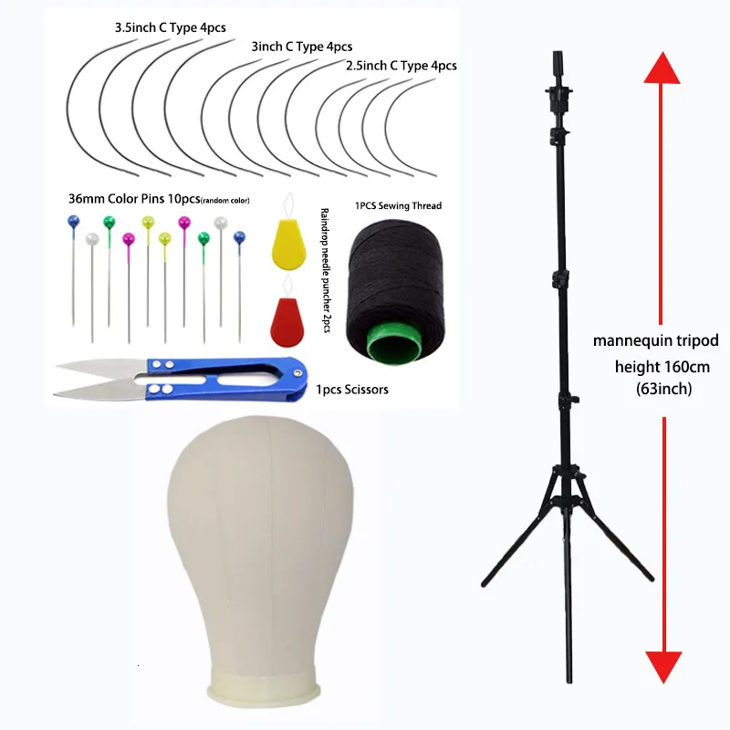 Стенд парика Canvas Block Head Display Training Mannequin Head Styling Manikin Doll Head Head Step Steptrest Free Get T Pins Установка комплекта 230809