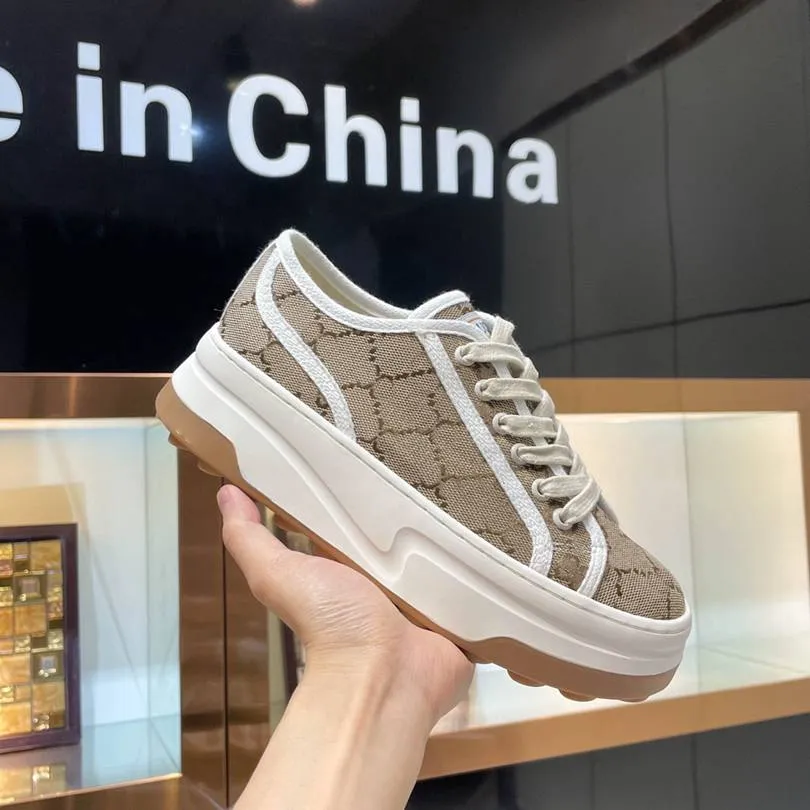 Designer Sneakers Platform Tennis 1977 Casual Shoes Canvas Embroidery Trainers Women Low-top Lace Up Jacquard Retro Platform Sneaker High-top Canvas Shoe