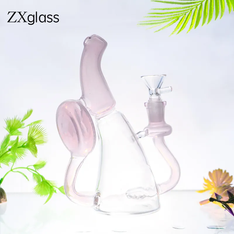 Glasrosa färg dab oljeriggar bägare bong ness monster stil rör av rökare bubblare mini glas vattenrör med 14 mm skål nagel