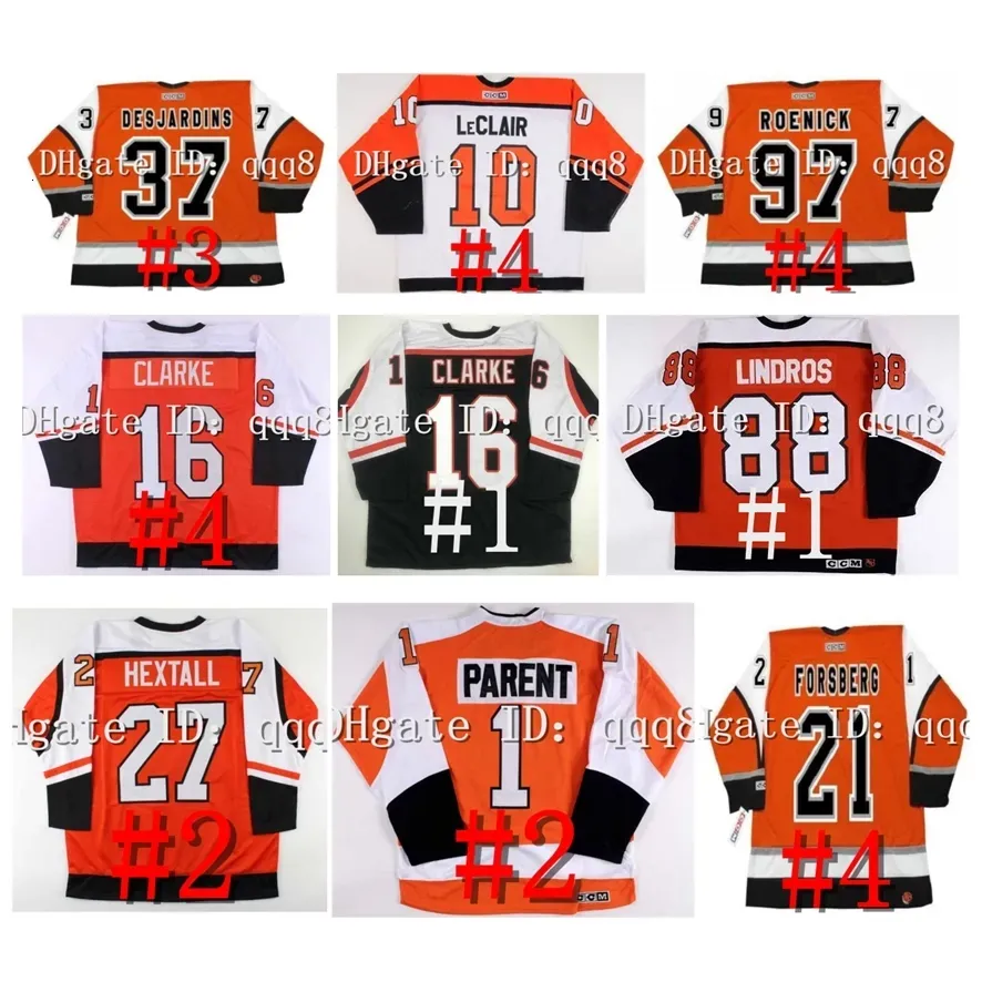 Philadelphia''Flyers''Na85 Vintage Retro Hockey Jersey John Leclair Eric Desjardins Pelle Lindbergh Rick Tocchet Bobby Clarke Peter Forsberg Eric