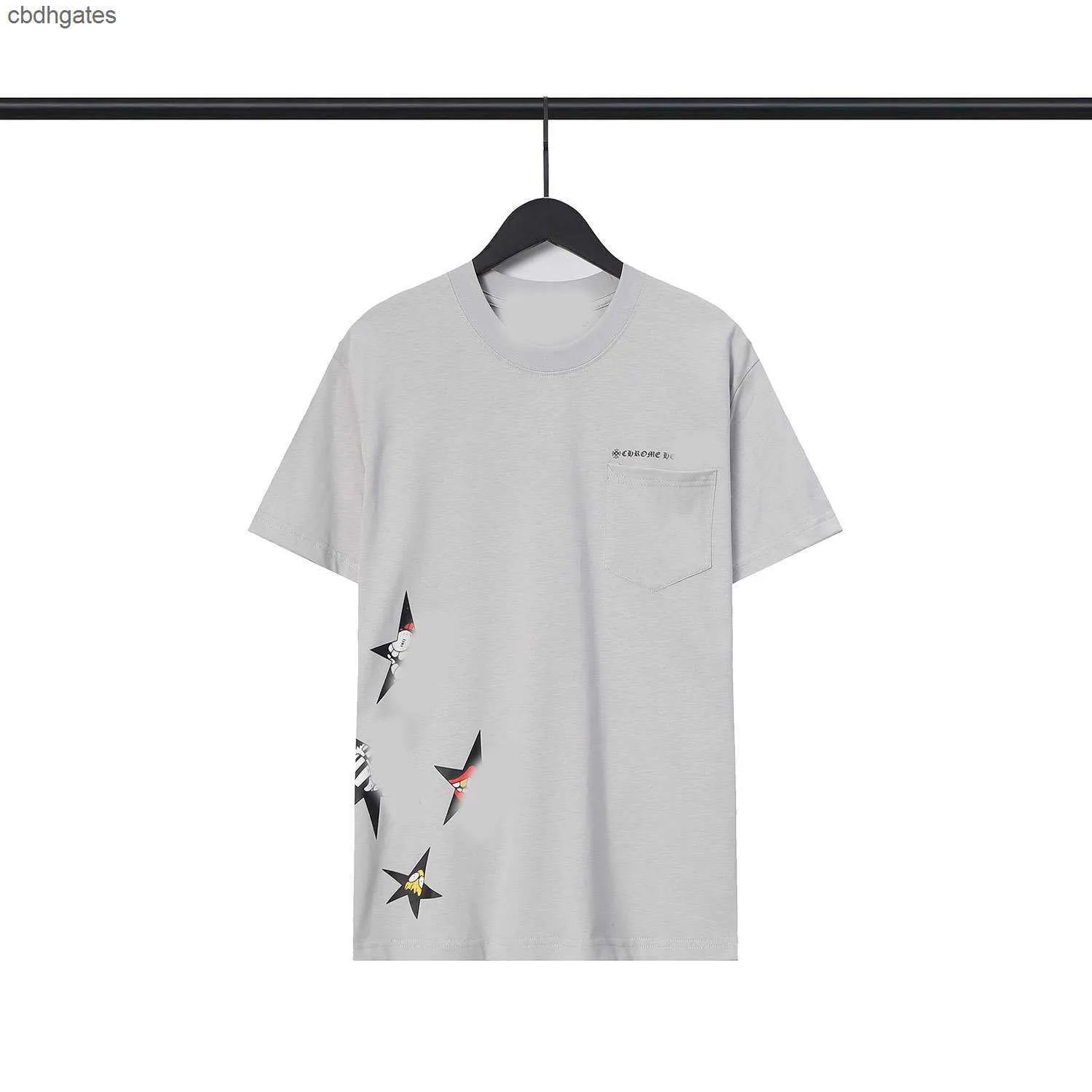 2023ch maglietta da uomo cartone animato Fashion Chromez Designer Shirt graffiti camicie heartz cemento grigio grigio cinque punti stella sciolta t-shirt corta maschi da donna coppia