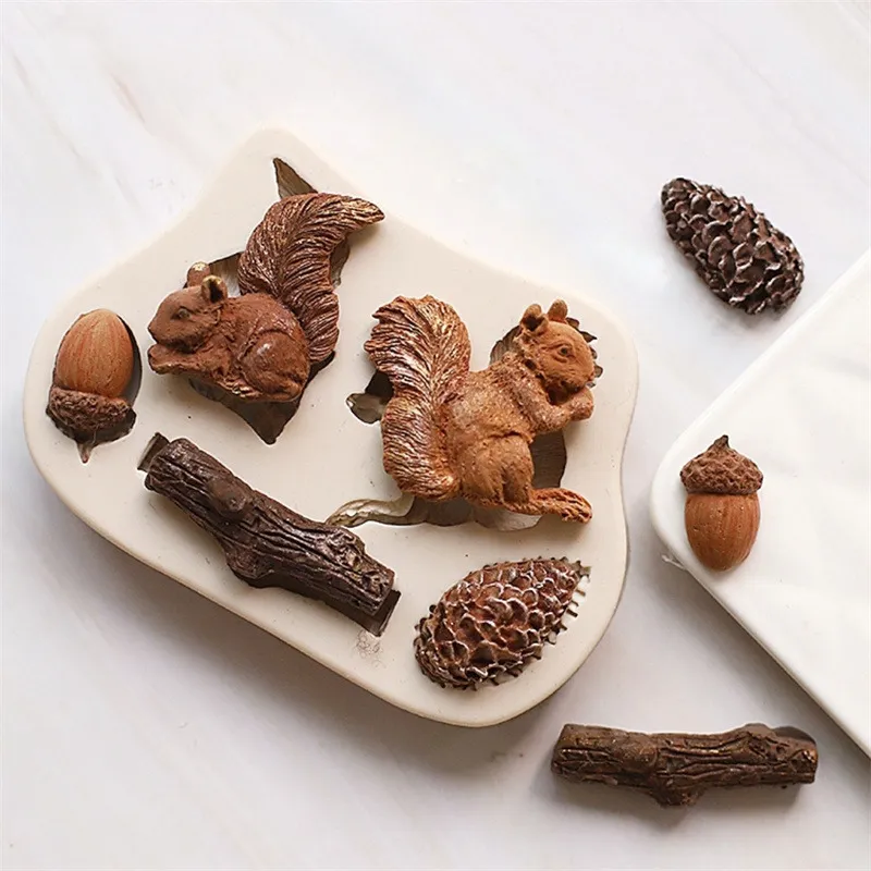 Bakning Mögel Squirrel Modeling Silicone Mold Kitchen Diy Cake Decoration Fudge Cookie Tools Chocolate Forest Animal Series Mold 230809