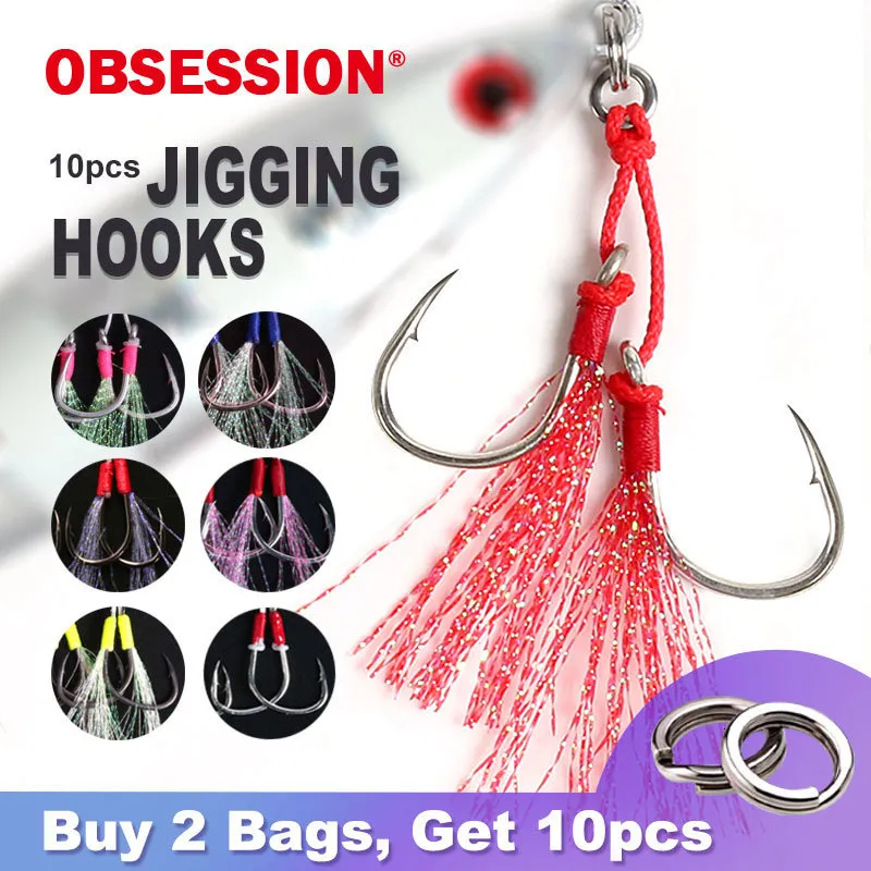 Haczyki rybackie 10pcs1 0 9 0 SEA Sream Assist Assist Hook węglowy Stalowa stal SPOWLEJ Jigging Sea Pike Akcesoria 230809