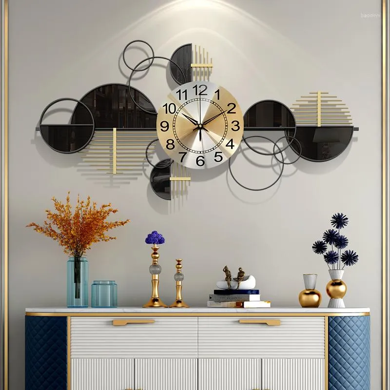 Wandklokken Moderne Kunst Klok Mode Creatieve Luxe Amerikaanse Woonkamer Grote Reloj De Pared Tableau Decoratie Muurschildering