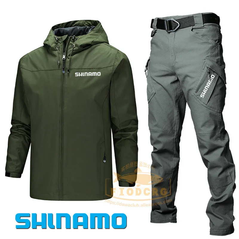 Outdoor Shirts Mens Waterproof Fishing Jacket Waterproof Outdoor Jacket  Hoodie Fishing Trousers Clothes Hiking Jacket Pants Two Piece Set 230810  From Ping07, $31.71