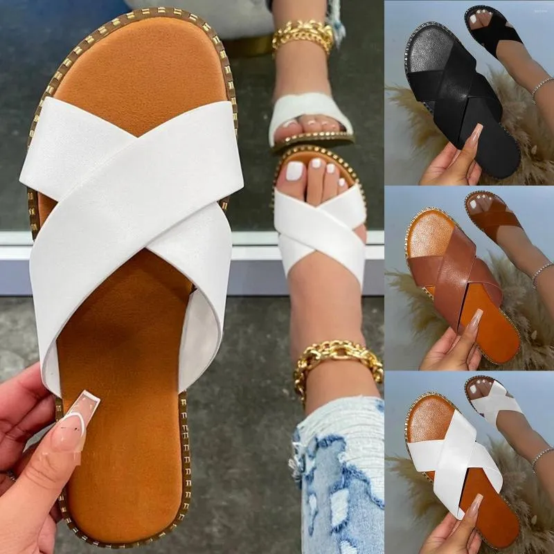 Hausschuhe für Damen, flache Schuhe, Sandalen für Damenhaus mit Fußgewölbeunterstützung, Damen-Slipper aus Leder, Fuzzy-Slipper