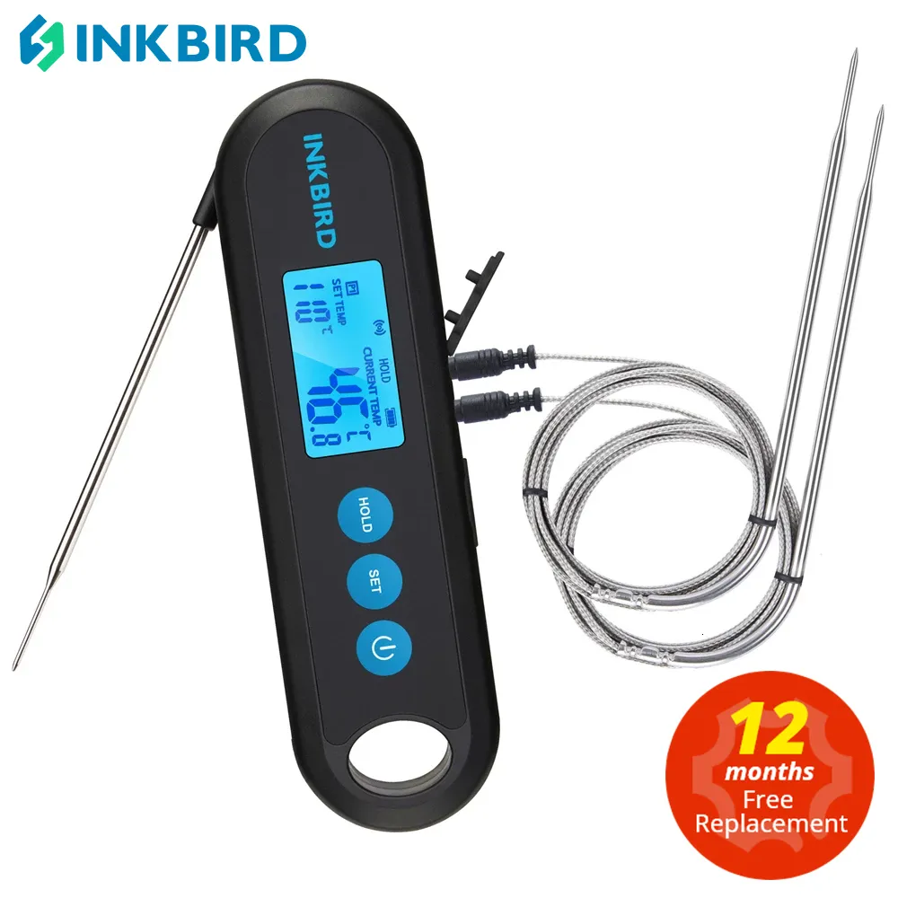 أدوات درجة الحرارة INKBIRD DIGITAL MEATMETER 2 ثانية قراءات فورية IHT-2PB مع تحقيقات خارجية شاشة الإضاءة الخلفية Bluetooth لشواء BBQ 230809