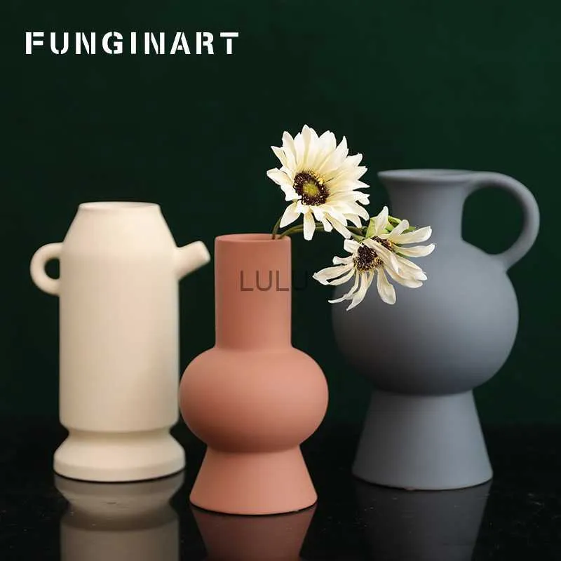 Nordic Morandi Ceramic Vase Home Table Decor Living Room Study Bedroom Minimalist Torkt Flower Arrangement Kettle Vases Ornament HKD230810