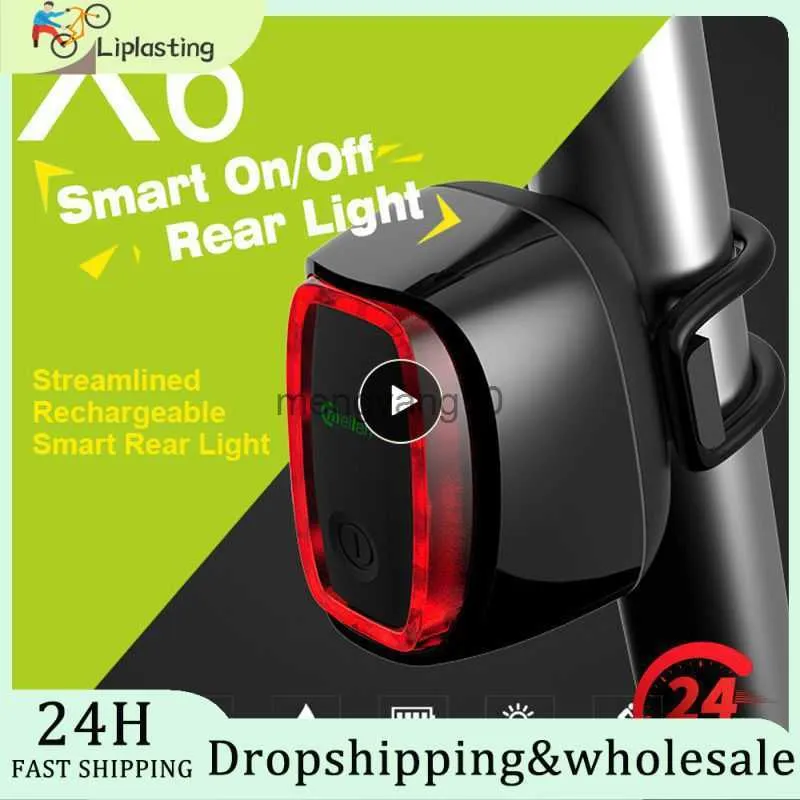 Cykelbelysning 1 ~ 6 st meilan Ny x6 smart cykel Taillight USB uppladdningsbar cykel bakre laserlampor cykel ledde broms upptäckt baklampa hkd230810