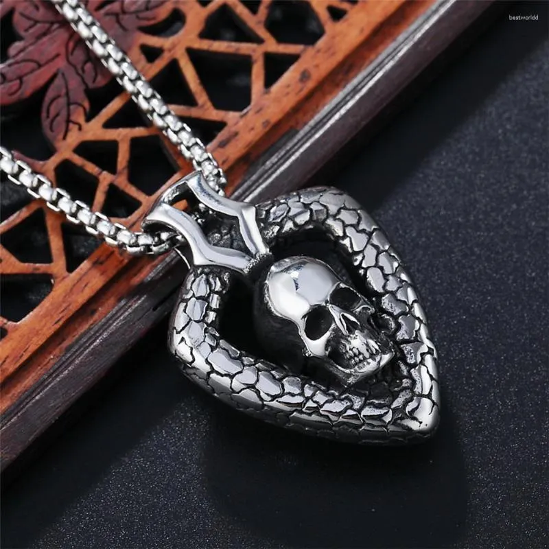 Pendant Necklaces Skeleton & Skull Pendants Mens Gothic Punk Male Gold Color Biker Joyas Stainless Steel Chains Necklace For Men Jewelry