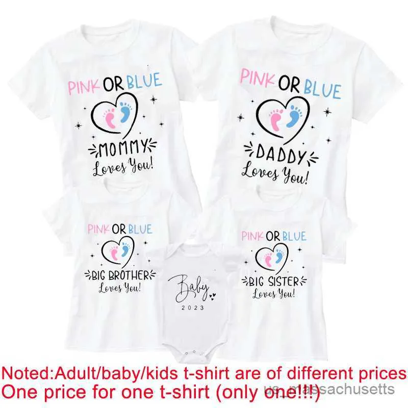 Family Matching Tenues Family Matching Tenues Mère papa Love You Vêtements Pink ou Blue Letter Imprimes T-shirts Big Brother Sister Imprimé T-shirts personnalisés R230810