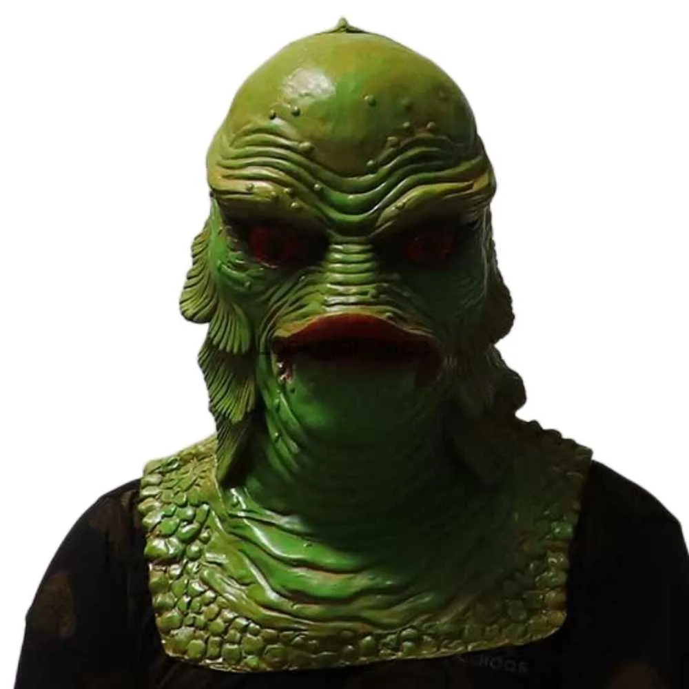 Creature From The Black Lagoon Costume Mask Monster Fish Creature Mask Halloween Dress Up Latex Novelty Rubber Full Head Masks HKD230810