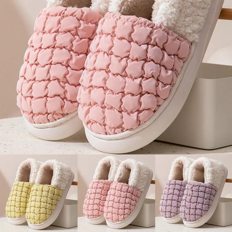 Slippers Puff Cotton Back каблук осень зимняя легкая крытая густое дно теплые туфли Женская тапочка