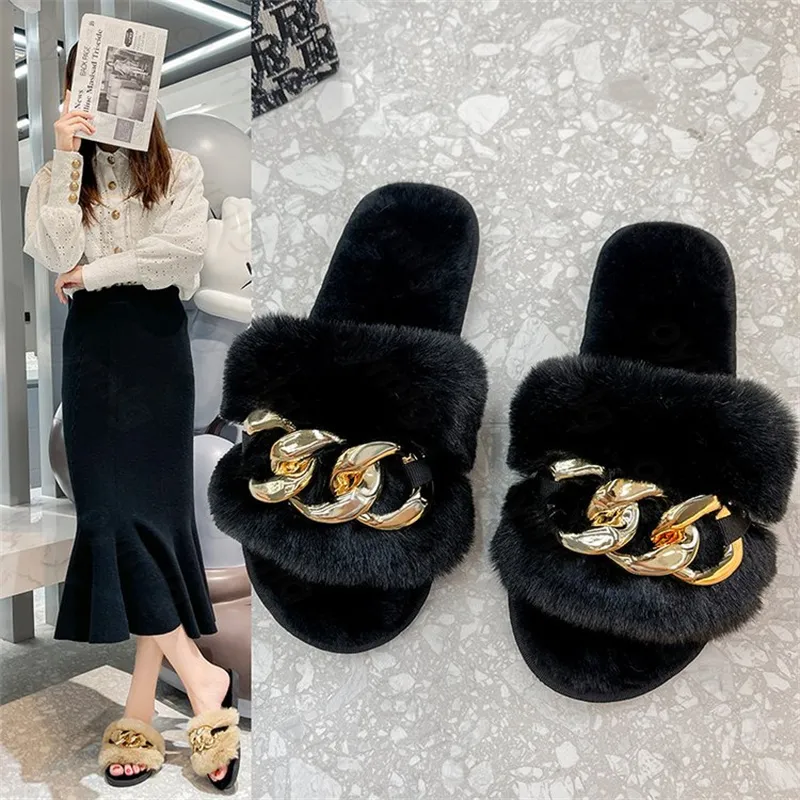 GAI Casual Outdoor Fashion Plat-Bottomed Plush Slippers Storlek 43 Women Shoes Slippers Flat med 230809