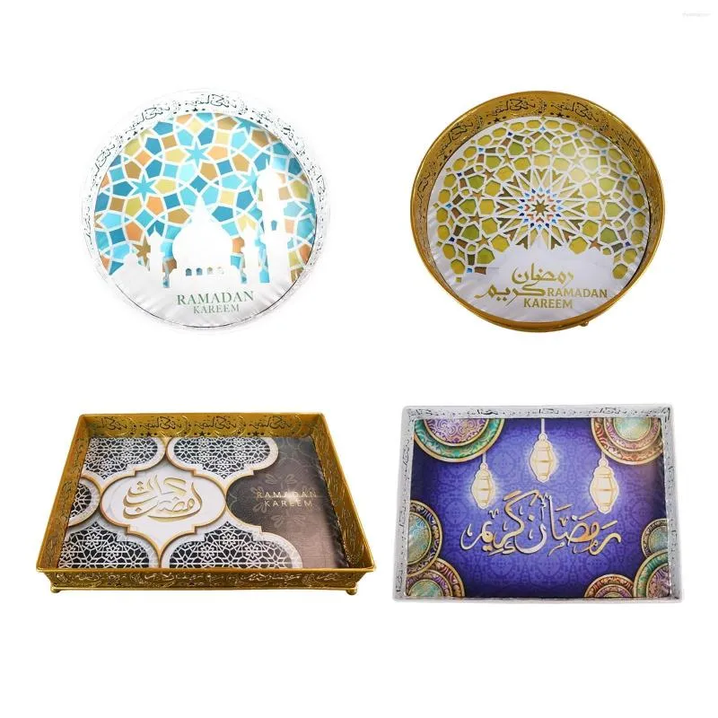 Tea Trays Ramadan Party Serving Tray Metal Platters Iron For Home Event Festival