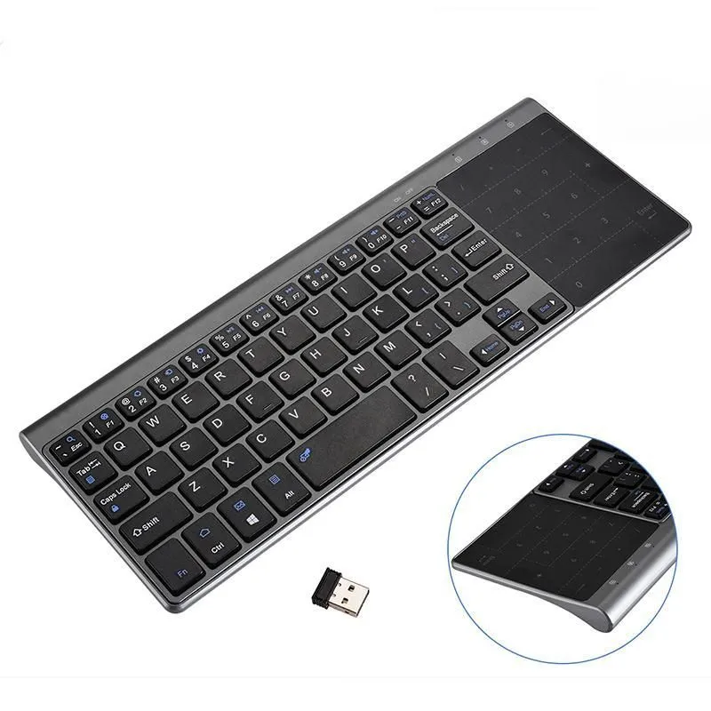 2.4G trådlöst tangentbord med nummer TouchPad Mouse 2 i 1 tunn numerisk knappsats för Windows Desktop Laptop PC TV Box