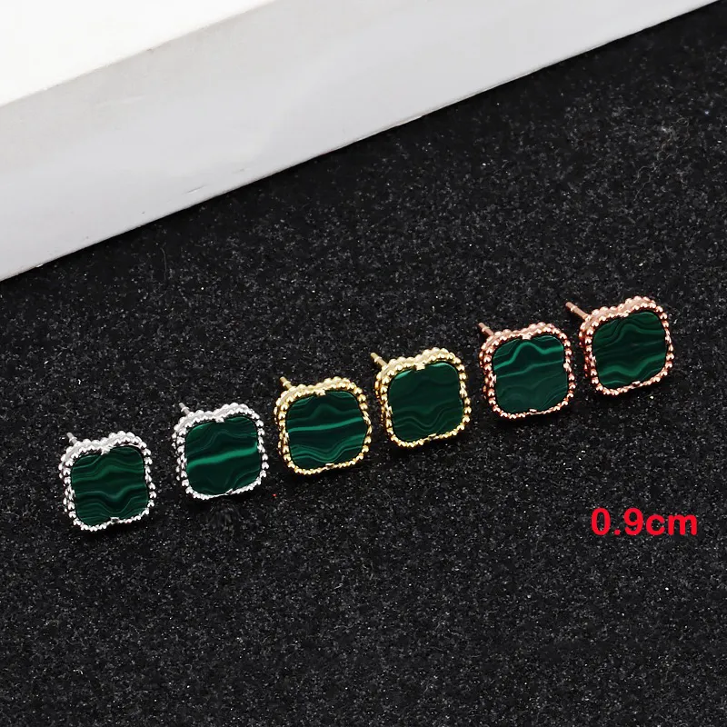 Moda Vintage 0.9cm Dört Yaprak Yonca Saplama Küpe Tasarımcısı Küçük Mini Küpeler 18K Altın Kaplama Akik Lüks Hediyeler Kadınlar için Sevgililer Günü'nde Takı için