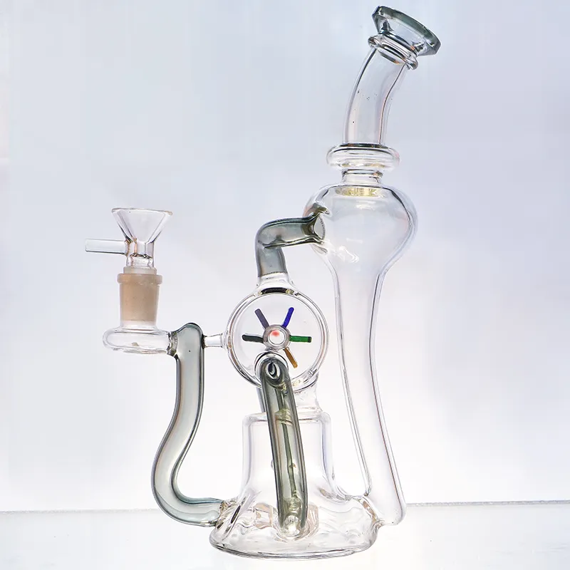 Verre coloré moulin à vent Dab Rig tornade recycleur narguilé Bong épais tuyau d'eau en verre clair capiteux plates-formes pétrolières Pot avec bol commun de 14mm