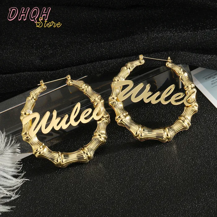 Charm Duoying Custom Earrings Name Bamboo Earring Custom Letters Bamboo  Earrings With Explanation Words Gift Drop Shipping From Gyahu, $29.92 |  DHgate.Com