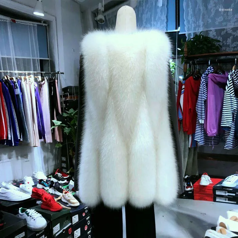 Women's Fur Casual Vest Faux 2023 Arrival Winter Sleeveless Vests Fashion Short Waistcoat Lady Coat White Femme Q467