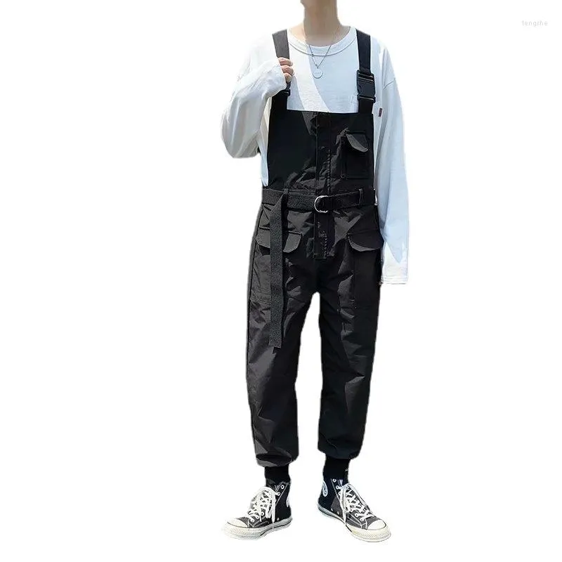 Herrbyxor vår och höstsuspenders last för pojkar koreansk version stiliga lösa leggings high street trend beskuren