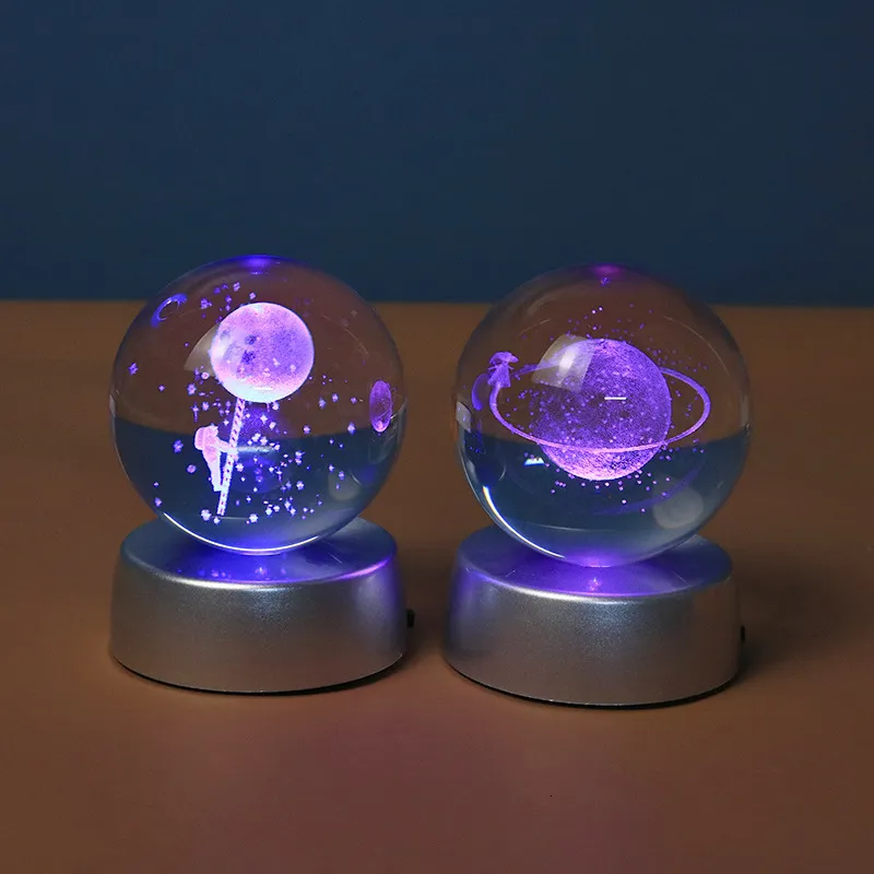 Prismi Star Galaxy Series Crystal Ball Luminoso 3D In-intagliato Sfera di vetro Decorazione Regalo di compleanno Decorazione luce notturna 230809