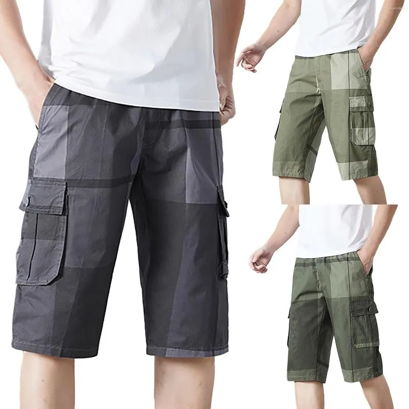 Pantalones de hombre con punta abierta, ropa de trabajo de verano recortada para bolsillos con cremallera de moda estampados a la moda finos de gran tamaño