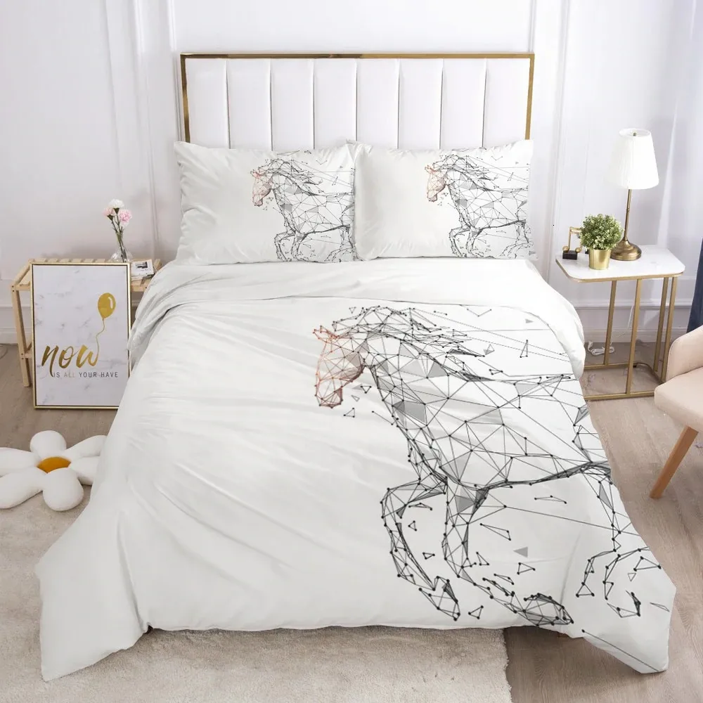 Постилочные наборы лошадей аниме HD Print Set Set Demon Slayer Printed Cevet Covers Pillowcases Comforter Bedclothes Bed Linen 230809