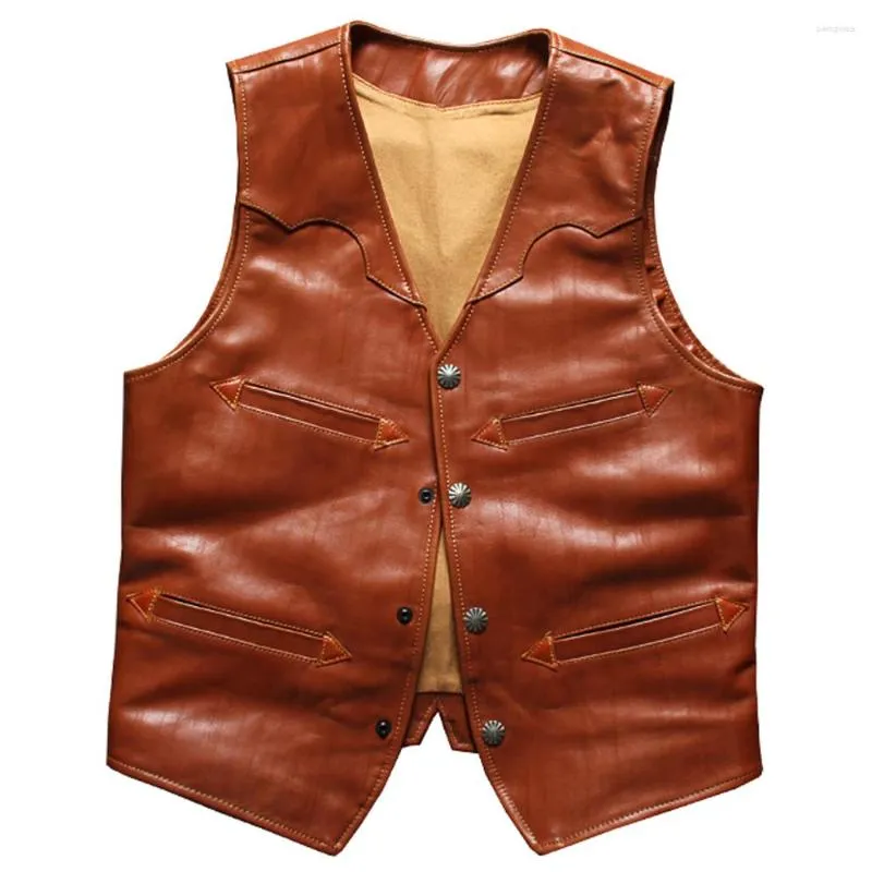 Men's 2024 US Genuine Leather Vest Coats Summer Cowhide Motorcycle Coat Man  Cow Tank Top Waistcoat