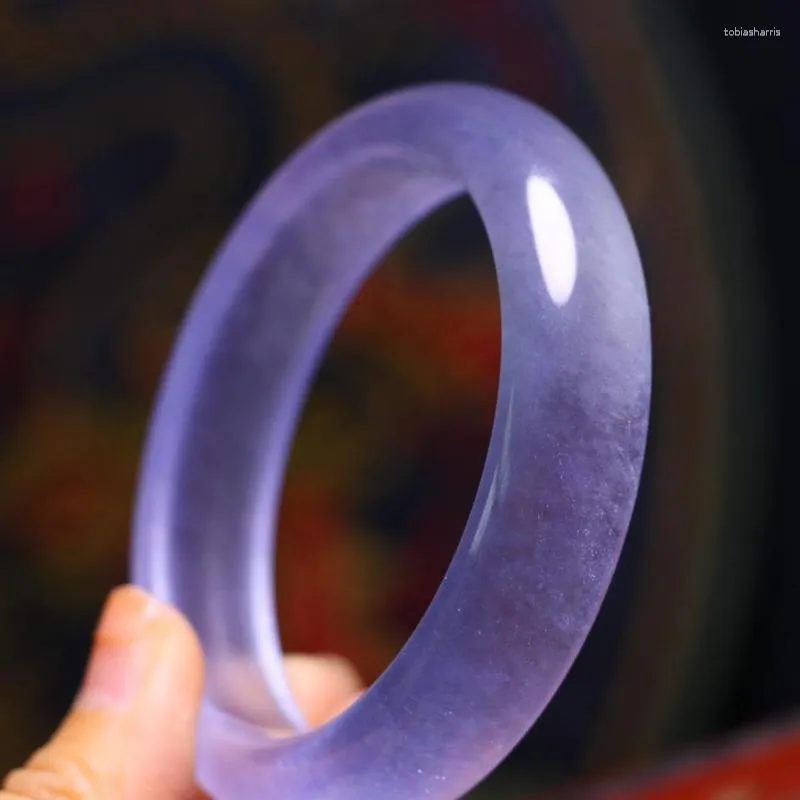 Bangle High Grade A Purple Jade Women Fine Jewelry äkta Myanmar Jadeite med certifikat Burma Jades Bangles Armband