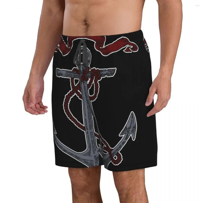 Мужские шорты быстрые сухой летние музыкальные доски для пляжных досок для мужчин плавать плаваниями пляжная одежда винтажные якорь