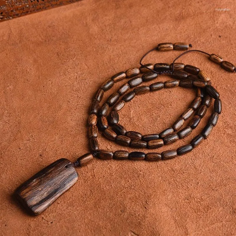 Pendant Necklaces Natural Agarwood Indonesia Tarakan Bracelet Fidelity Buddha Beads Jewelry Men And Women Necklace