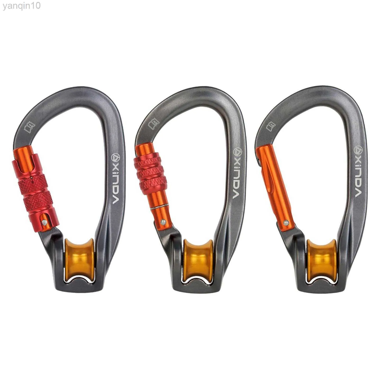 Rock Protection Outdoor Pulley Carabiner Mountaineering Safety Buckle Lock Cross Strop Equipment Bearing Pulley Hook HKD230810