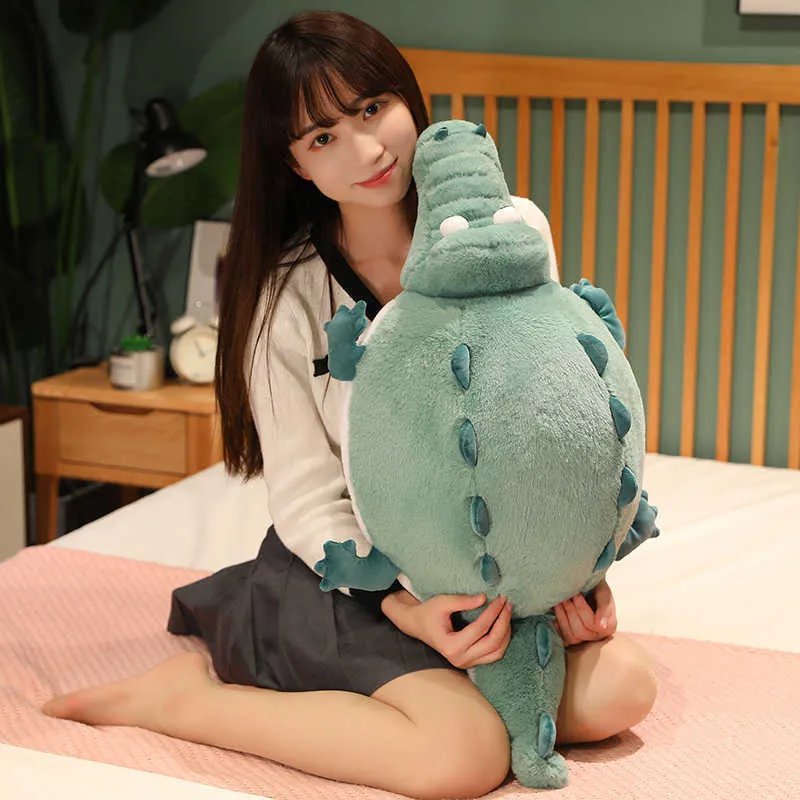 Stuffed Plush Animals Simulation Fat Round Crocodile Fish Plush Toys Stuffed Lifelike Animal Doll Soft Cute Gift for Kid Girl