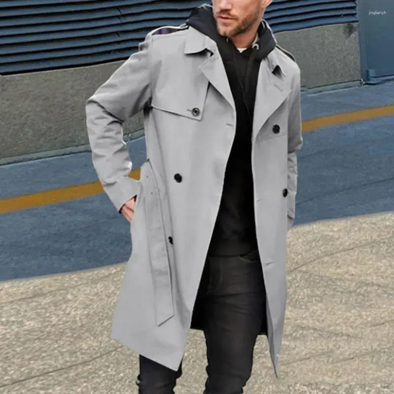 Grey Mens Long Peacoat Black Trench Coat Casual Peacoat Black Pea